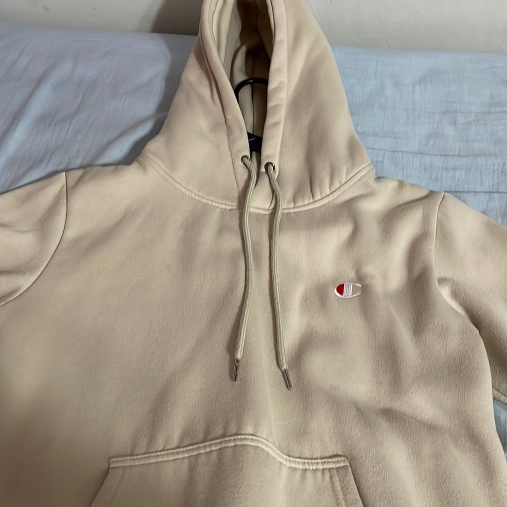 Medium to heavy weight pull over jacket. Tan, Champion